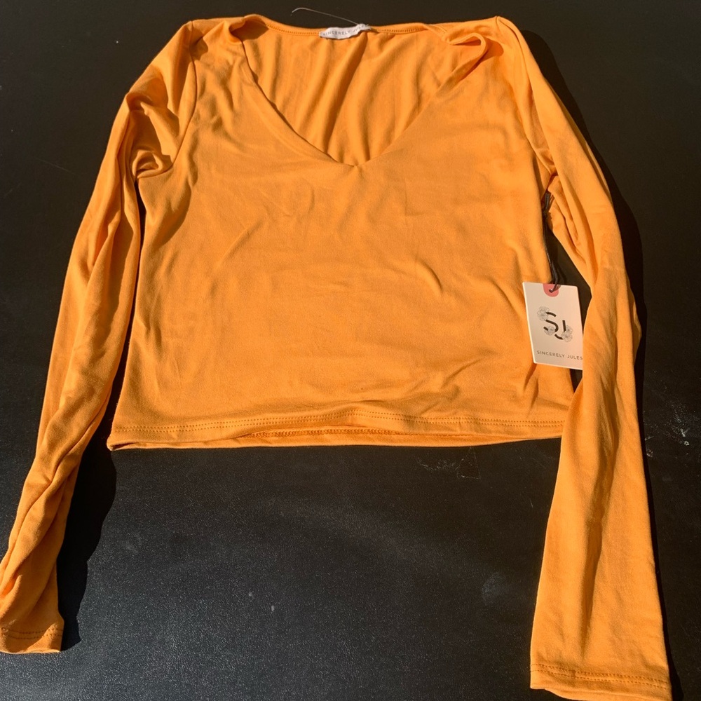 Sincerely Jules Vibrant Orange V-Neck Blouse